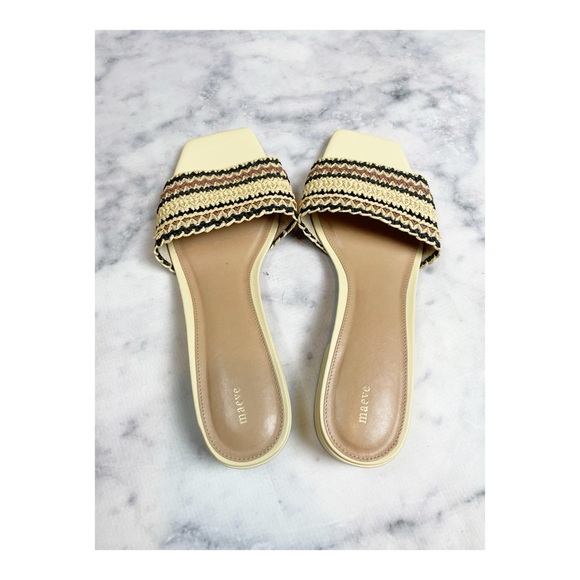 Anthropologie Maeve Coralie Raffia Striped Square Toe Slide Sandals Sz 41 - Picture 6 of 10